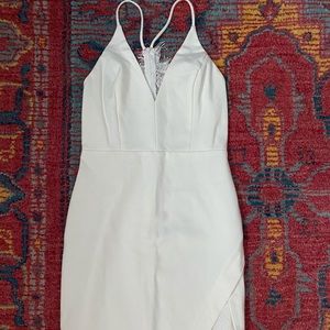 White cocktail dress with lace detail